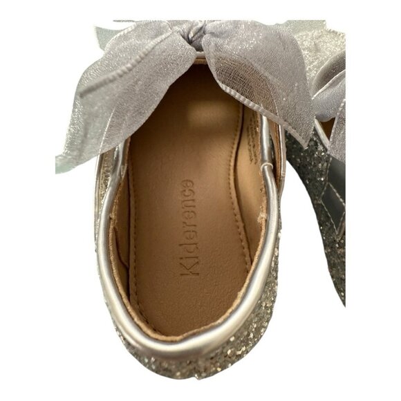 Kiderence Toddler Little Girl Glitter Ballet Flat~Sz 6M~Silver Bow Sticky Close - Picture 11 of 11